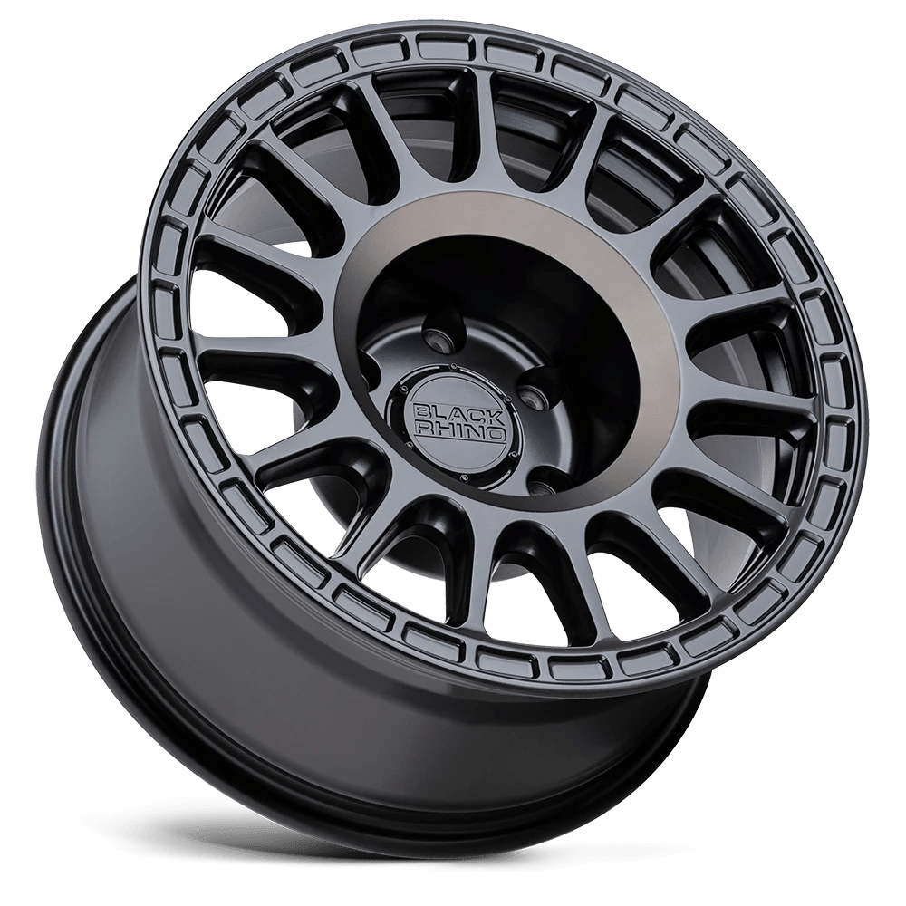 18x8.5 Black Rhino Sandstorm Semi Gloss Black W/ Dark Tint Wheel 6x5.5 (0mm)