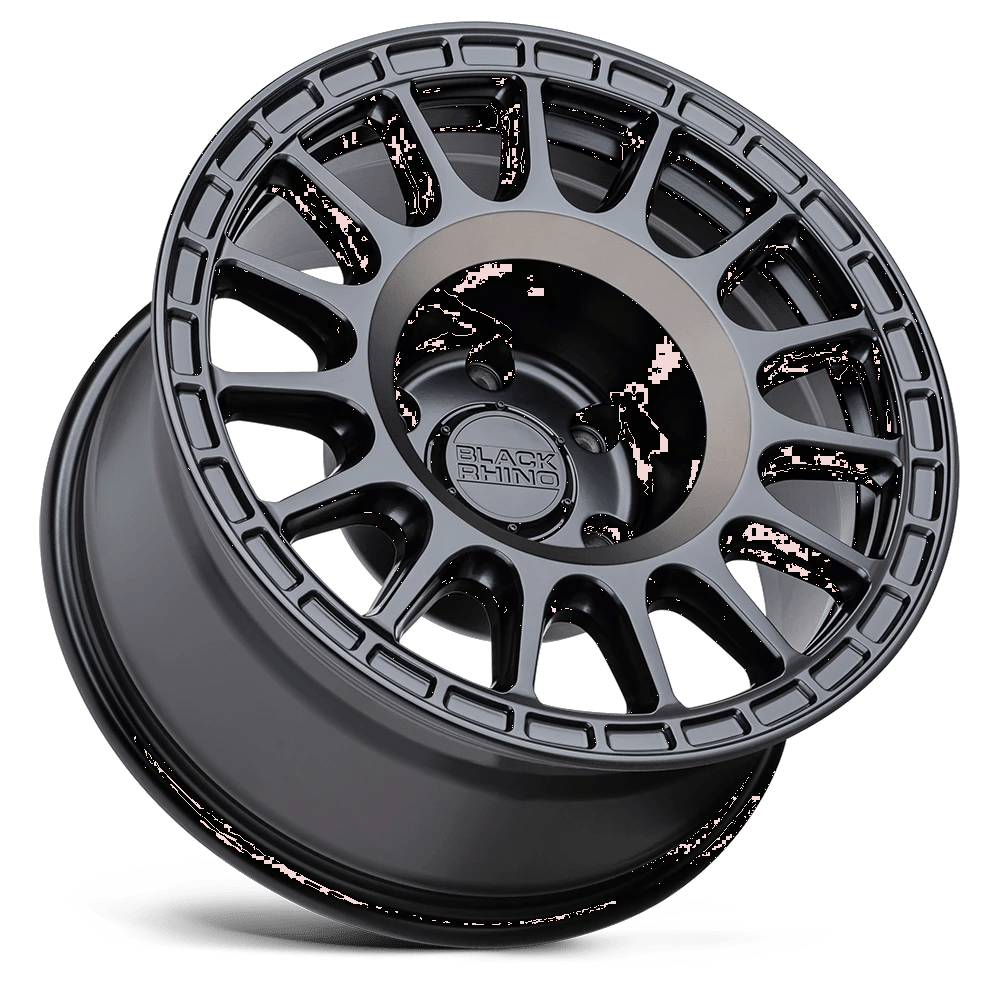 18x8.5 Black Rhino Sandstorm Semi Gloss Black W/ Dark Tint Wheel 6x5.5 (0mm)