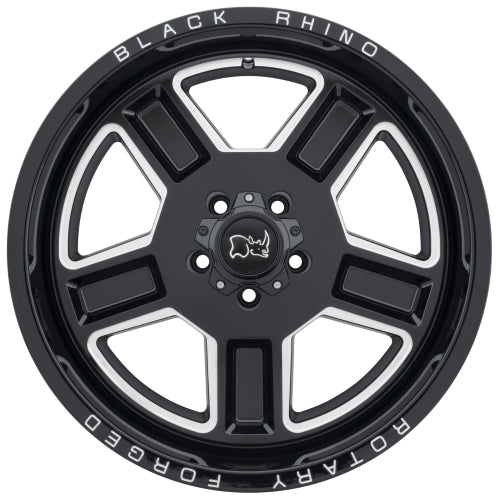 24x14 Black Rhino CANON GLOSS BLACK W/ MILLED SPOKES Wheel 6x5.5 (-76mm)