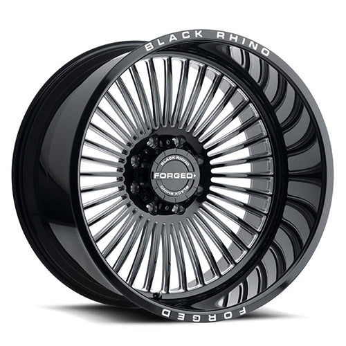 24x14 Black Rhino HORUS GLOSS BLACK W/ MILLED SPOKES Wheel 8x180 (-76mm)