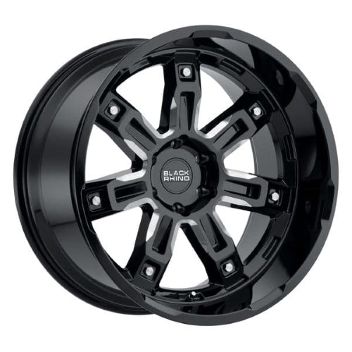 20x8.5 Black Rhino LOCKER GLOSS BLACK W/ MILLED SPOKES Wheel 5x4.5 (30mm)