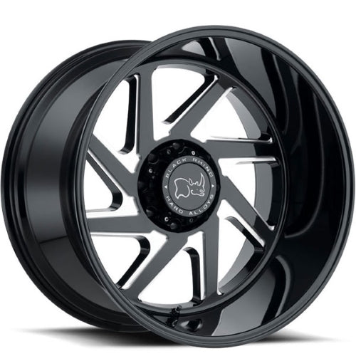 22x14 Black Rhino SWERVE GLOSS BLACK W/ DOUBLE MILLED SPOKES Wheel 5x5 (-76mm)