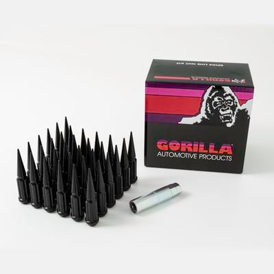 14x1.5 Gorilla Automotive Black Spike 32 Lug Kit With Key