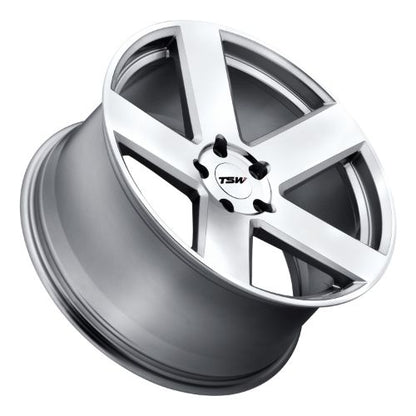 19x9.5 TSW BRISTOL SILVER W/ MIRROR-CUT FACE Wheel 5x120 (20mm)