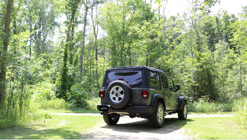Corsa 2018-2025 Jeep Wrangler JL 2.5in Dual Rear Exit Polished Tips Sport Axle-Back Exhaust