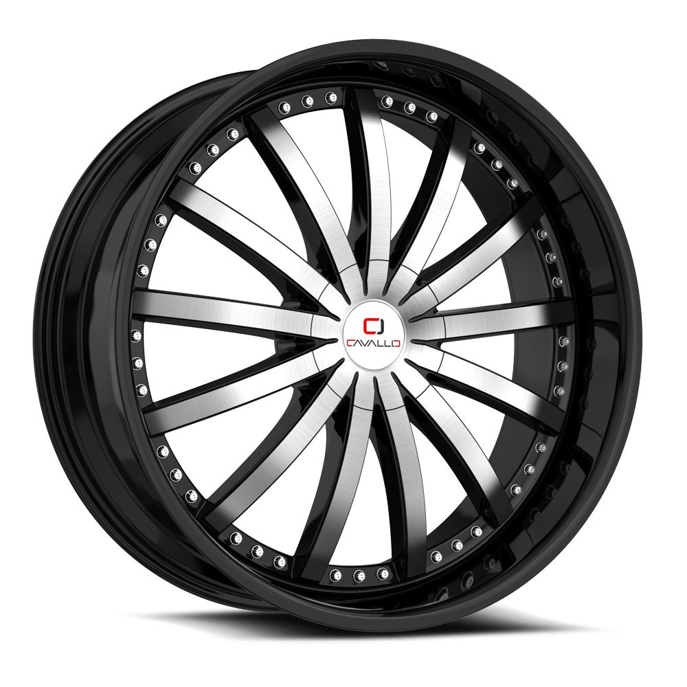 20x8.5 Cavallo CLV-53 Gloss Black & Machined Wheel 5x4.25/5x4.5 (35mm)