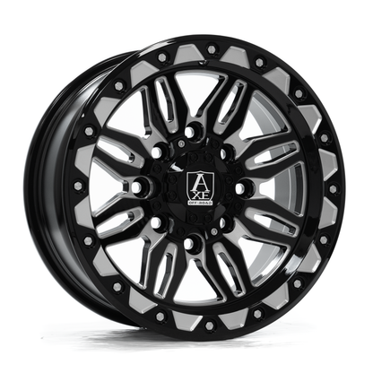 15x7 Axe Cerus Gloss Black Milled UTV Wheel 4x137/4x156 (10mm)