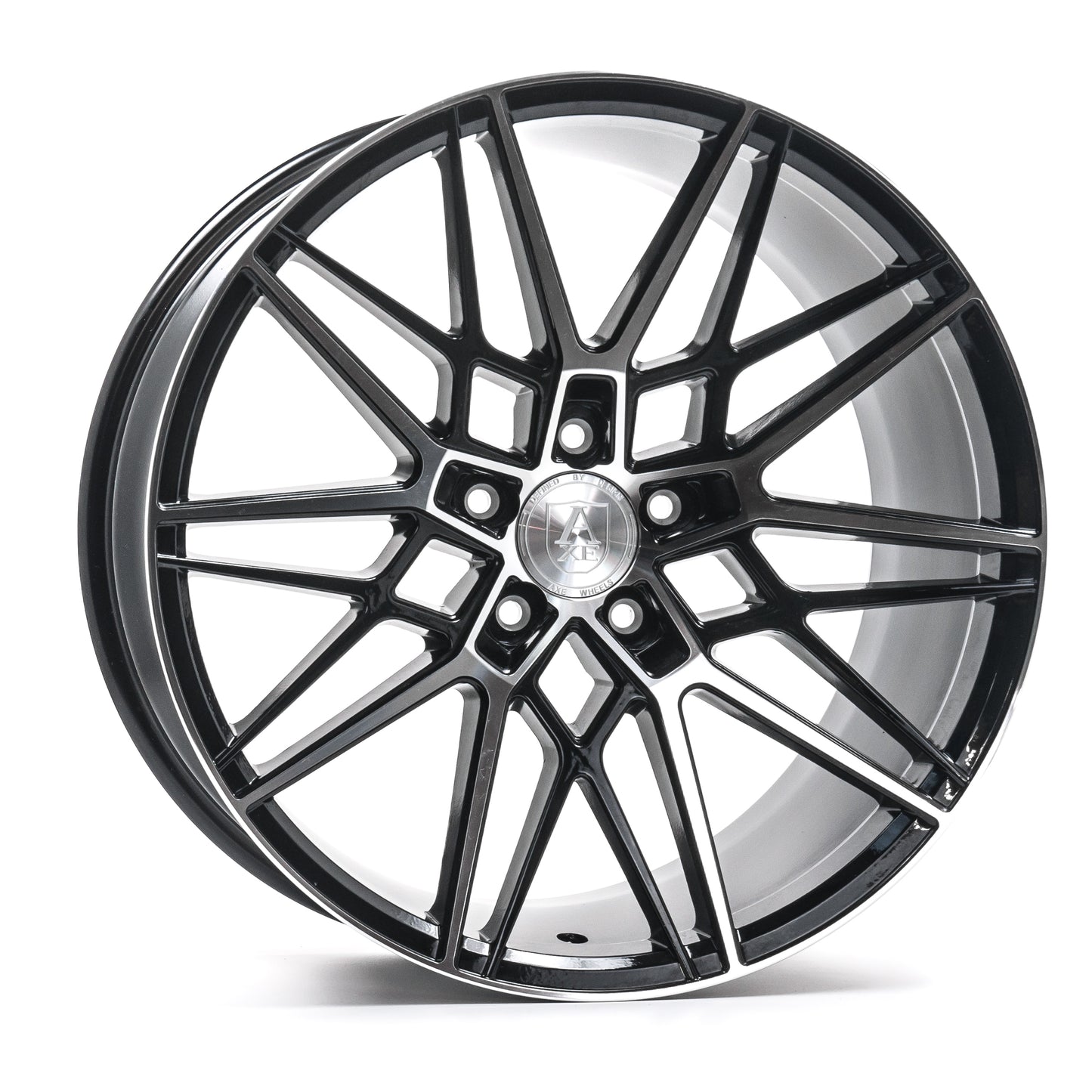 20x9 Axe CF1 Black And Polished Face Wheels Blank (25mm) Set of 4