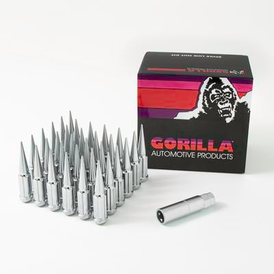 14x2 Gorilla Automotive Chrome Spike 32 Lug Kit With Key