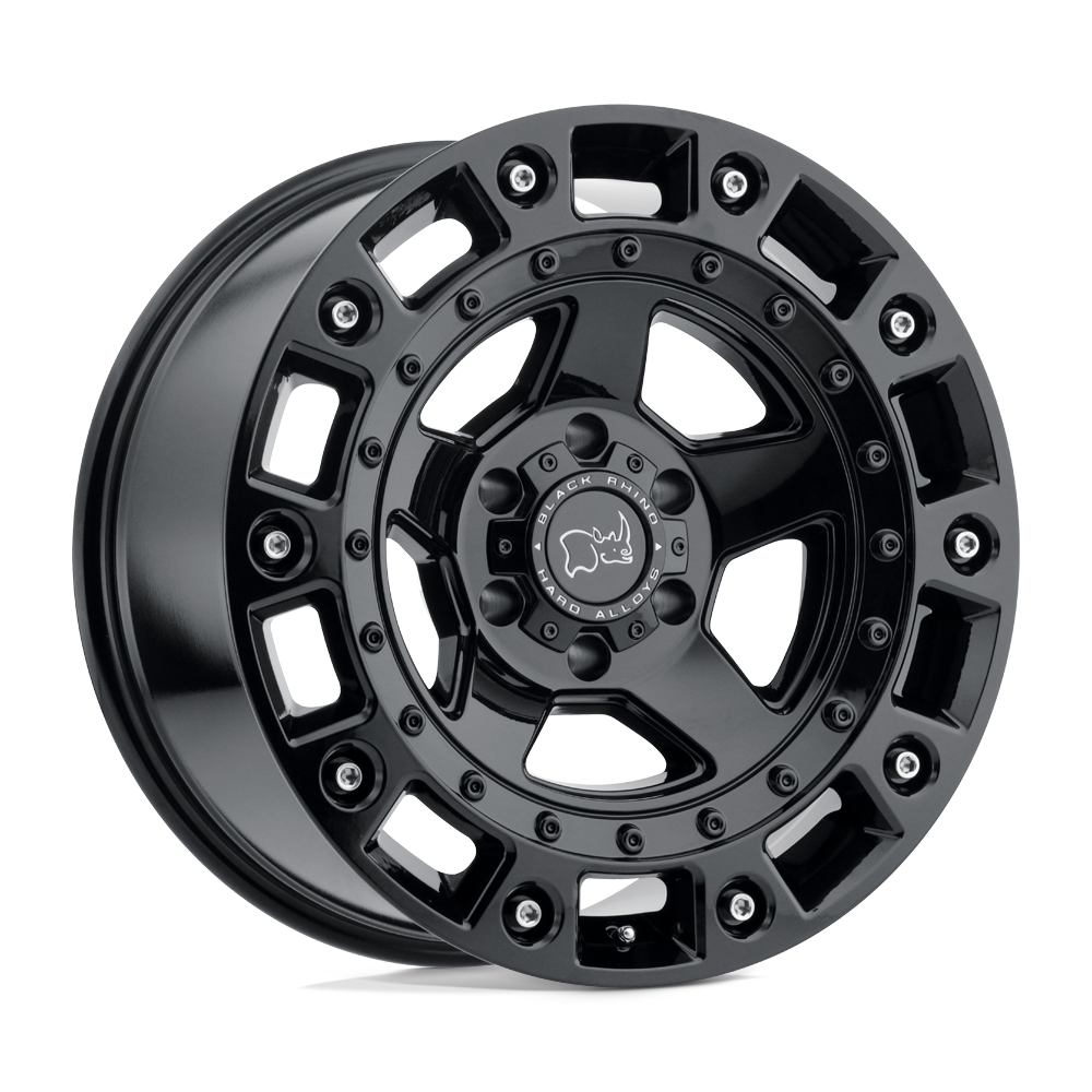 20x9.5 Black Rhino CINCO GLOSS BLACK W/ STAINLESS BOLT Wheel 5x150 (12mm)