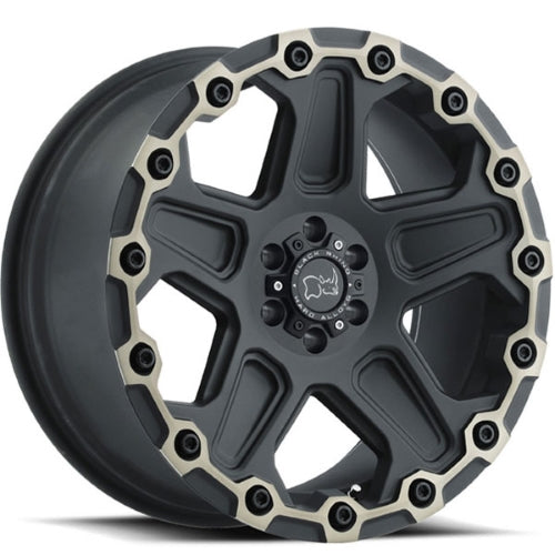 20x9.5 Black Rhino COG MATTE BLK W/ MACH FACE & DK TINT Wheel 6x5.5 (-18mm)