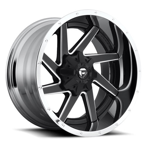 22x10 Fuel D264 Renegade Black W/Chrome Lip Wheel 6x135/6x5.5 (-13mm)