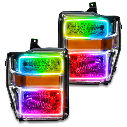 Oracle 08-10 Ford F250/350 Pre-Assembled Halo Headlights- Chrome Housing - w/o Controller