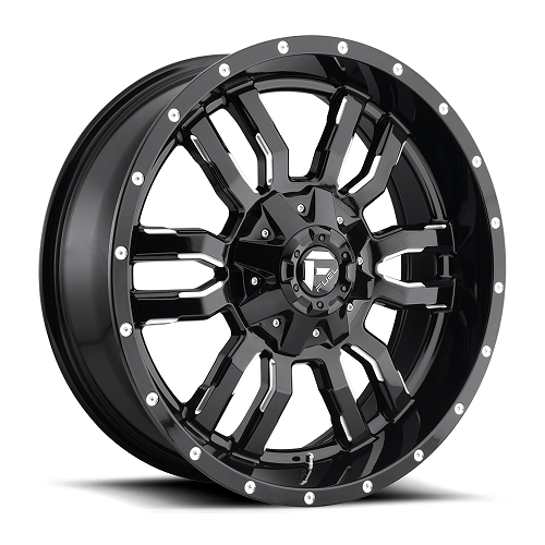 20x7 Fuel D595 Sledge UTV Gloss Black & Milled Wheel 4x137 (13mm)