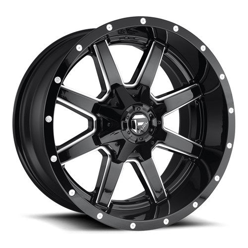 20x10 Fuel D610 Maverick Gloss Black Milled Wheel 8x180 (-12mm)