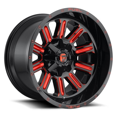 20x9 D621 Fuel Hardline Gloss Black & Red Wheel 8x180 (20mm)