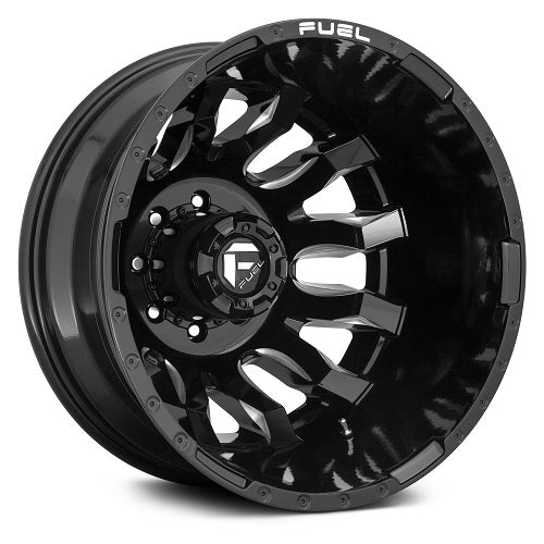 20x8.25 Fuel  D673 Blitz DUALLY Rear Gloss Black Milled Wheel 8x6.5 (-221mm)