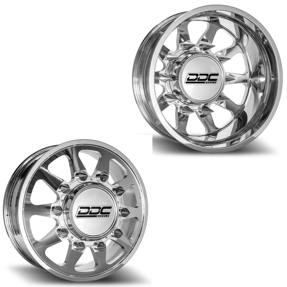 22x8.25 DDC The Ten Polished 11-UP GM DUALLY Wheels 8x210 Set of 6 (Lug Nuts Included) Fits up to 12.50 tire