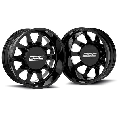 24x8.25 DDC The Ten Black Milled FORD/DODGE FORGED DUALLY Wheels 10x225 Set of 6