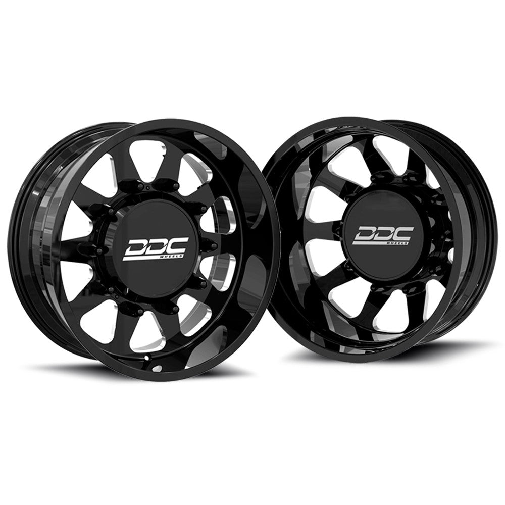 24x8.25 DDC Ten Black 05-UP FORD 19-UP DODGE FORGED DUALLY Wheels 8x200 Set of 6