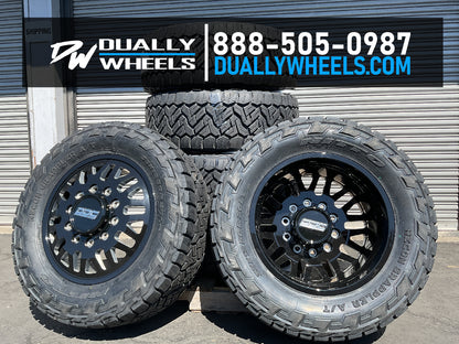 22x8.25 DDC Aftermath Black 11-UP GM DUALLY Wheels 8x210 Set of 6