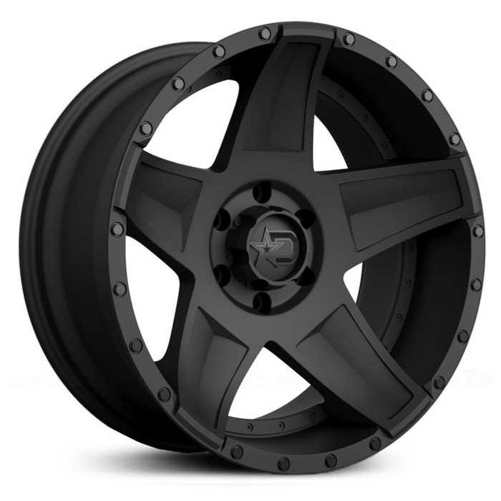 20x10 Dropstars 648BB Satin Black W/Gloss Black Lip Wheel 5x5 (-25mm)