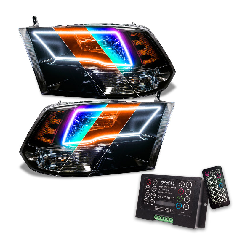 Oracle Lighting 09-18 RAM 1500 Sport Halo Headlights - Blk Housing w/2.0 Controller