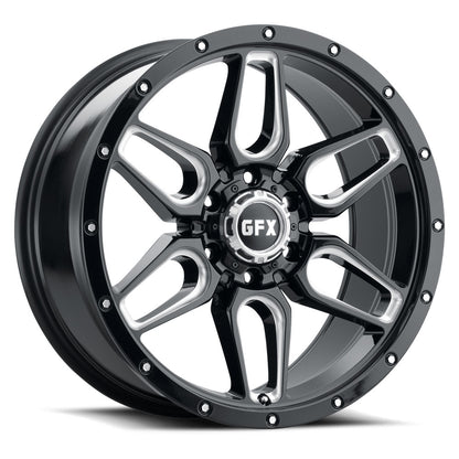 17x8.5 G-FX TR-18 Gloss Black Milled Wheel 5x5 (12mm)