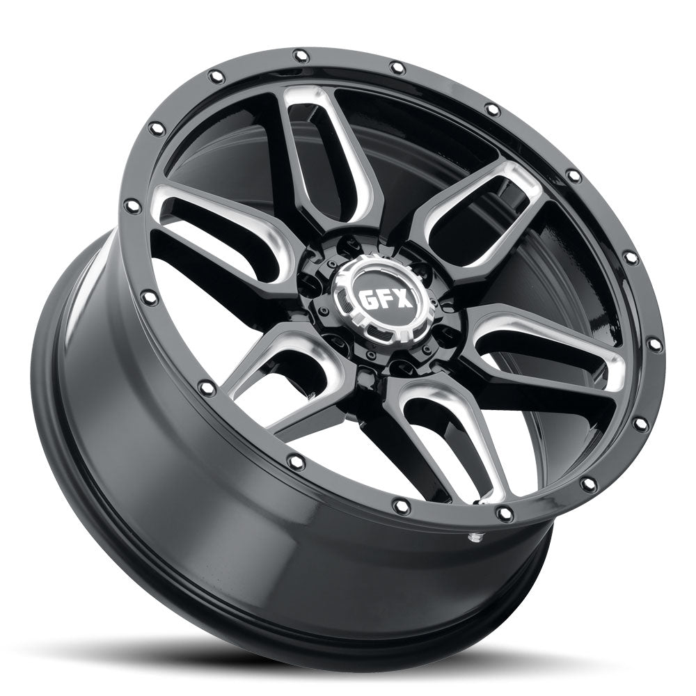 17x8.5 G-FX TR-18 Gloss Black Milled Wheel 6x5.5 (18mm)