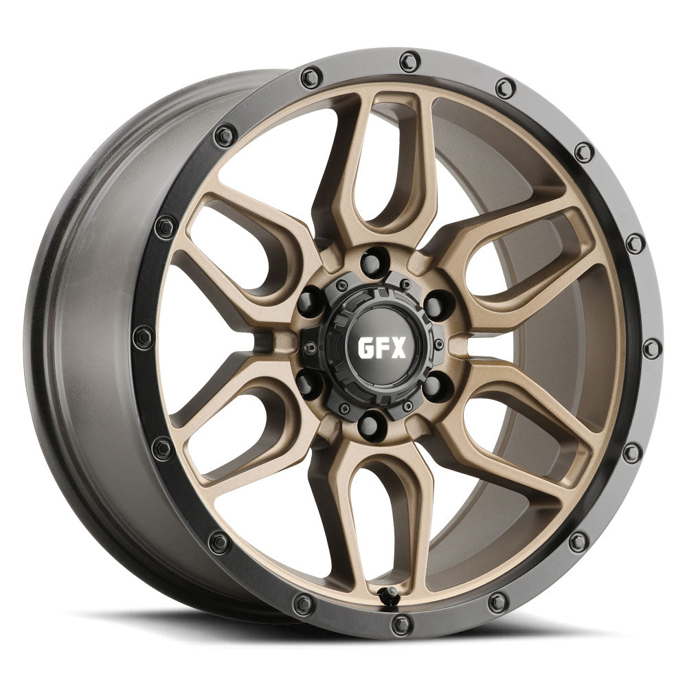 17x8.5 G-FX TR-18 Textured Bronze w/ Matte Black Lip  Wheel 5x5 (-6mm)