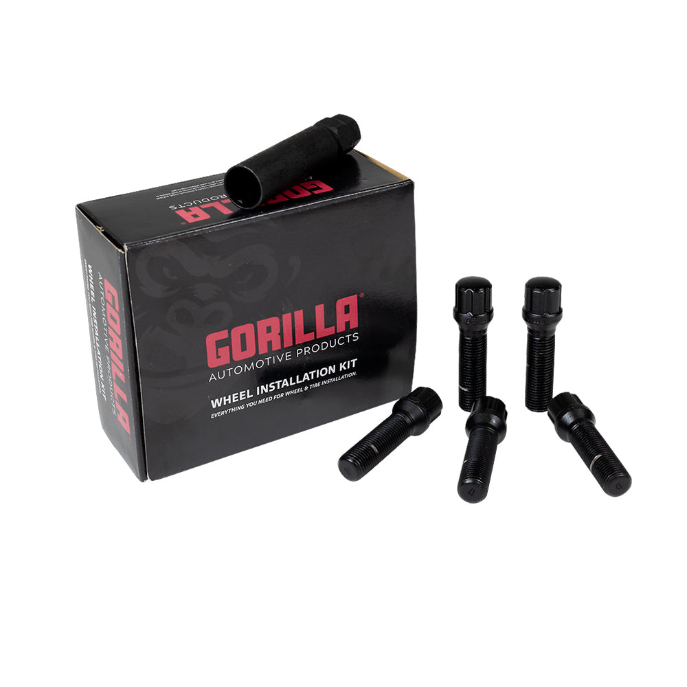 5 Lug Gorilla 14x1.5 Black Spline Bolt Lug Kit (45mm) with Key
