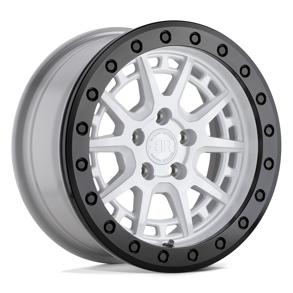 15x7 Black Rhino GRAVEL GLOSS WHITE W/ BLACK RING & BOLTS Wheel 5x100 (15mm)