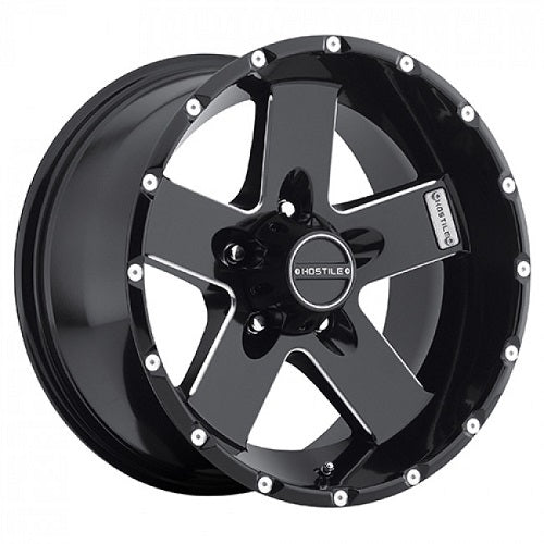 17x9 Hostile H100 Moab Blade Cut (Blk Milled) Wheel 5x4.5 (-12mm)