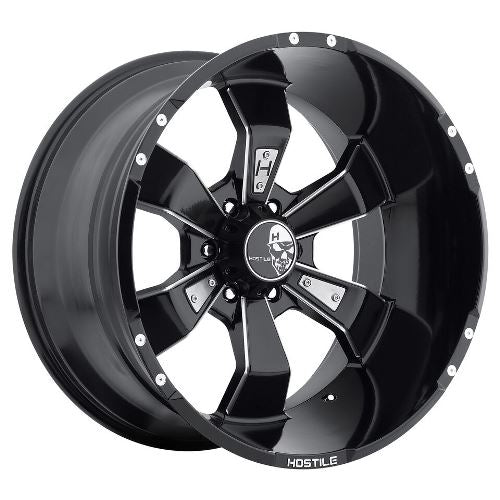 20x12 Hostile H103 Hammered Blade Cut (Blk Milled) Wheel 6x135 (-44mm)