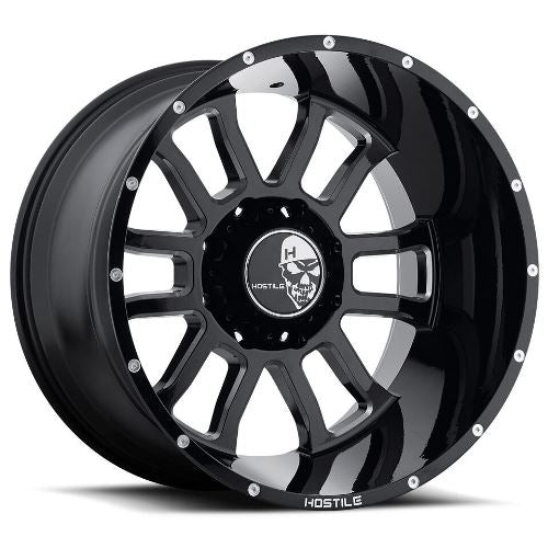22x14 Hostile H107 Gauntlet Blade Cut (Blk Milled) Wheel 8x170 (-76mm)