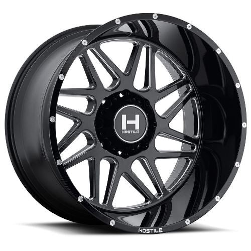 22x14 Hostile H108 Sprocket Blade Cut (Blk Milled) Wheel 8x180 (-76mm)