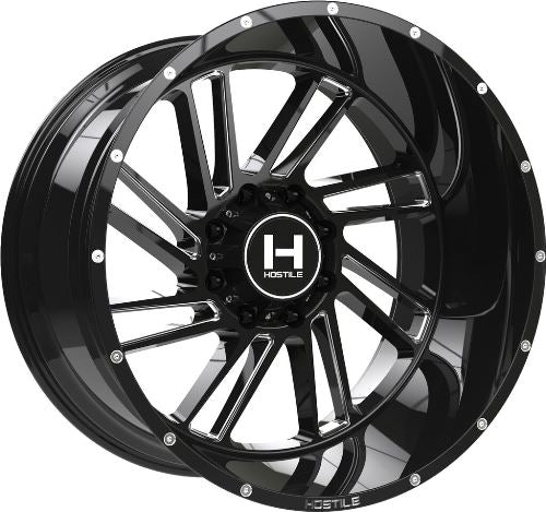 24x14 Hostile H110 Stryker Blade Cut (Blk Milled) Wheel 8x170 (-76mm)
