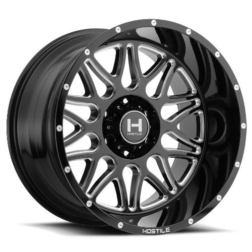 22x10 Hostile H111 Blaze Blade Cut (Blk Milled) Wheel 5x150 (-25mm)
