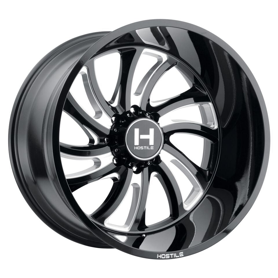24x12 Hostile H118 Demon Blade Cut (Black Milled) Wheel 8x180 (-44mm)