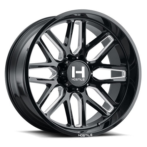 22x10 Hostile H120 Vulcan Blade Cut (Black Milled) Wheel 8x6.5 (-25mm)