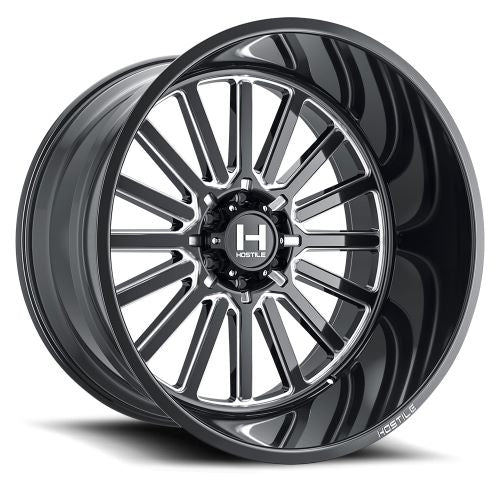 20x12 Hostile H127 Titan Blade Cut (Gloss Black & Milled) Wheel 5x5.5 (-44mm)