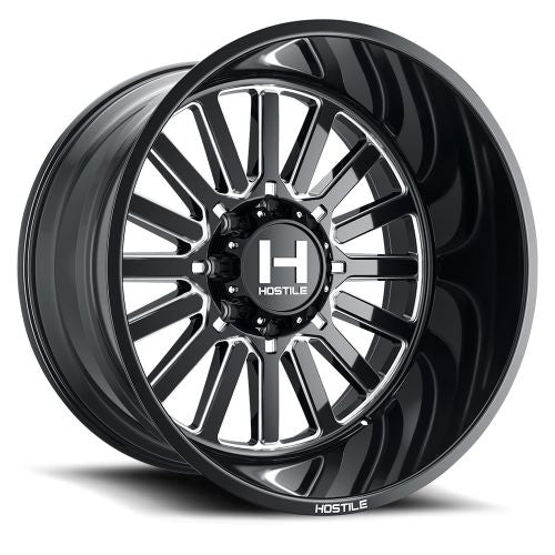 22x10 Hostile H127 Titan Blade Cut (Gloss Black & Milled) Wheel 8x170 (-25mm)