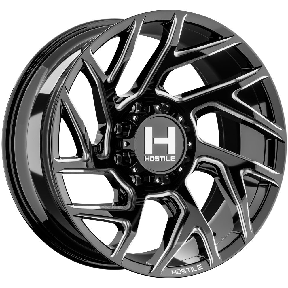 22x10 Hostile H141 Vortex Blade Cut (Black Milled) Wheel 8x180 (-25mm)