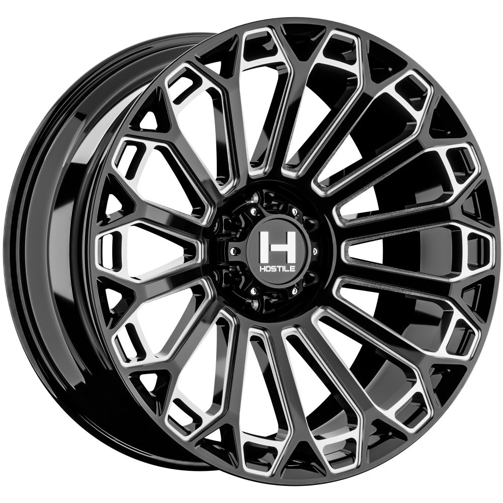 22x10 Hostile H142 Warrior Blade Cut (Black Milled) Wheel 6x5.5 (-25mm)