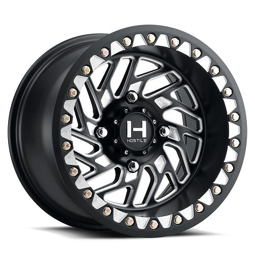 15x8 Hostile UTV H316 Jigsaw Full Satin Black Milled BEADLOCK Wheel 4x110 (0mm)