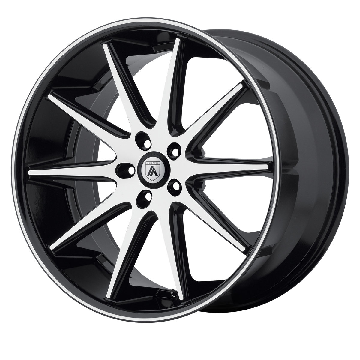 22x9 Asanti Black ABL-4 CAPELLA Machined Face Black Lip Wheel 5x5 (35mm)