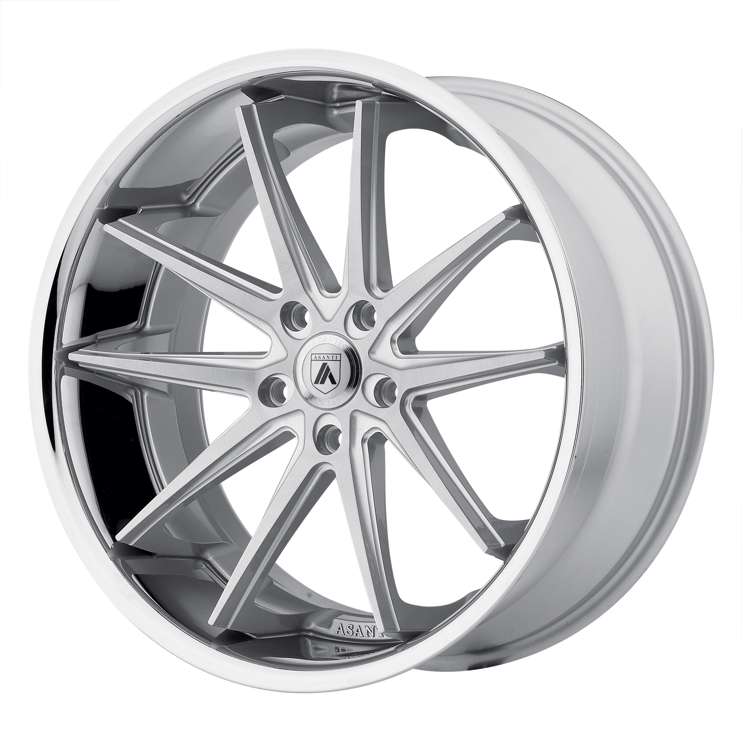 20x10 Asanti Black ABL-5 ALTAIR Silver Machined SS Lip Wheel 5x112 (45mm)