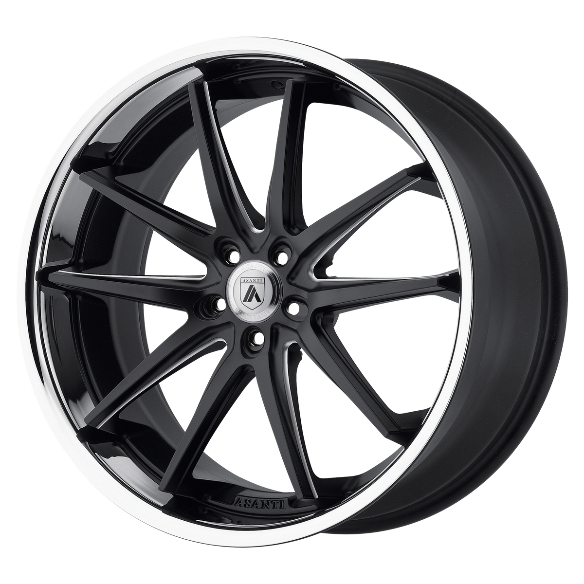 20x10 Asanti Black ABL-5 ALTAIR Matte Black Milled SS Lip Wheel 5x4.5 (45mm)