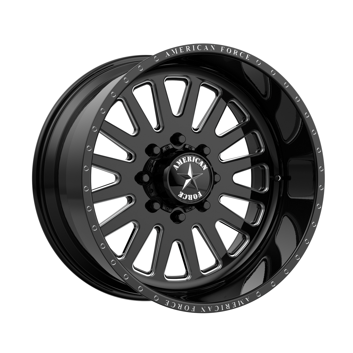 22x14 American Force AFW F20 Atom Gloss Black Mach FORGED SS Wheel 8x170 (-73mm)