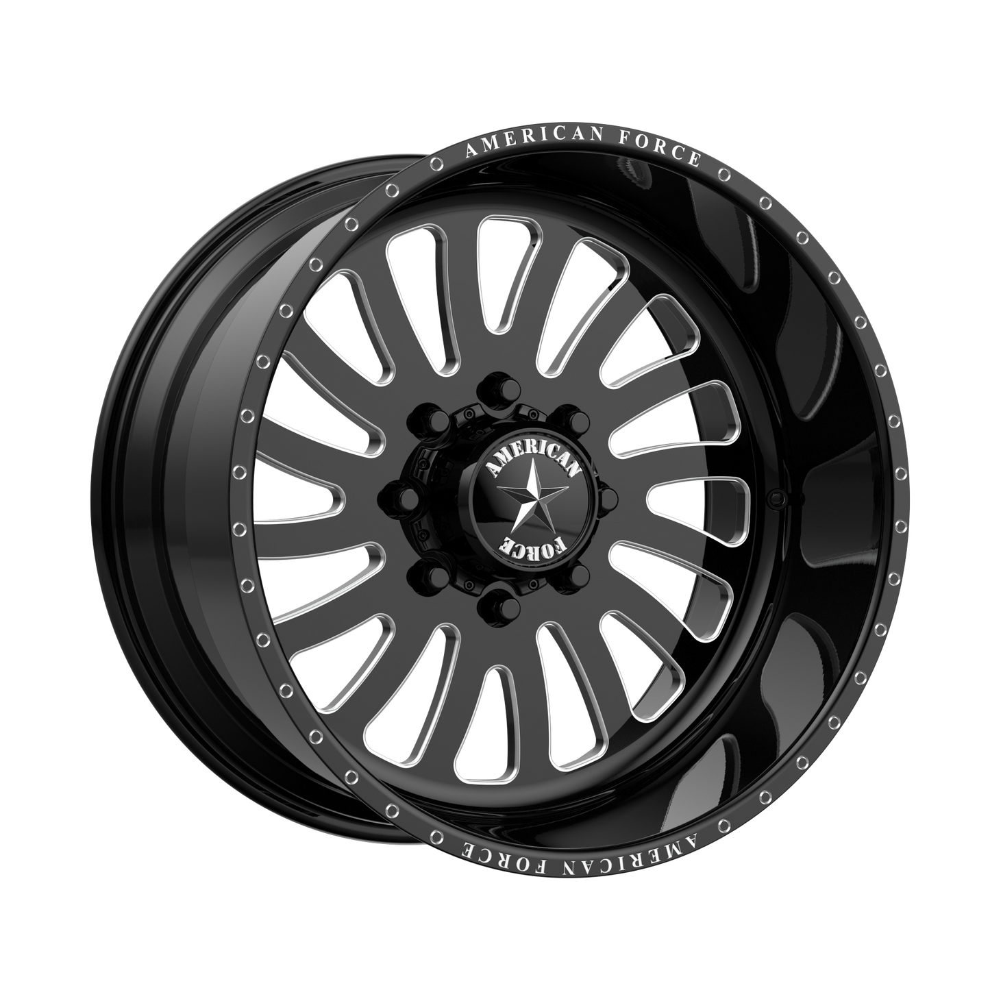 24x14 American Force AFW 74 Octane Black Mach FORGED SS Wheel 6x135 (-73mm)
